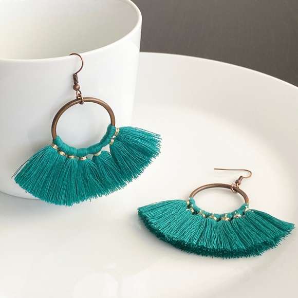 NEW "Bridget" Tassel Earrings (Emerald) - Picture 3 of 5